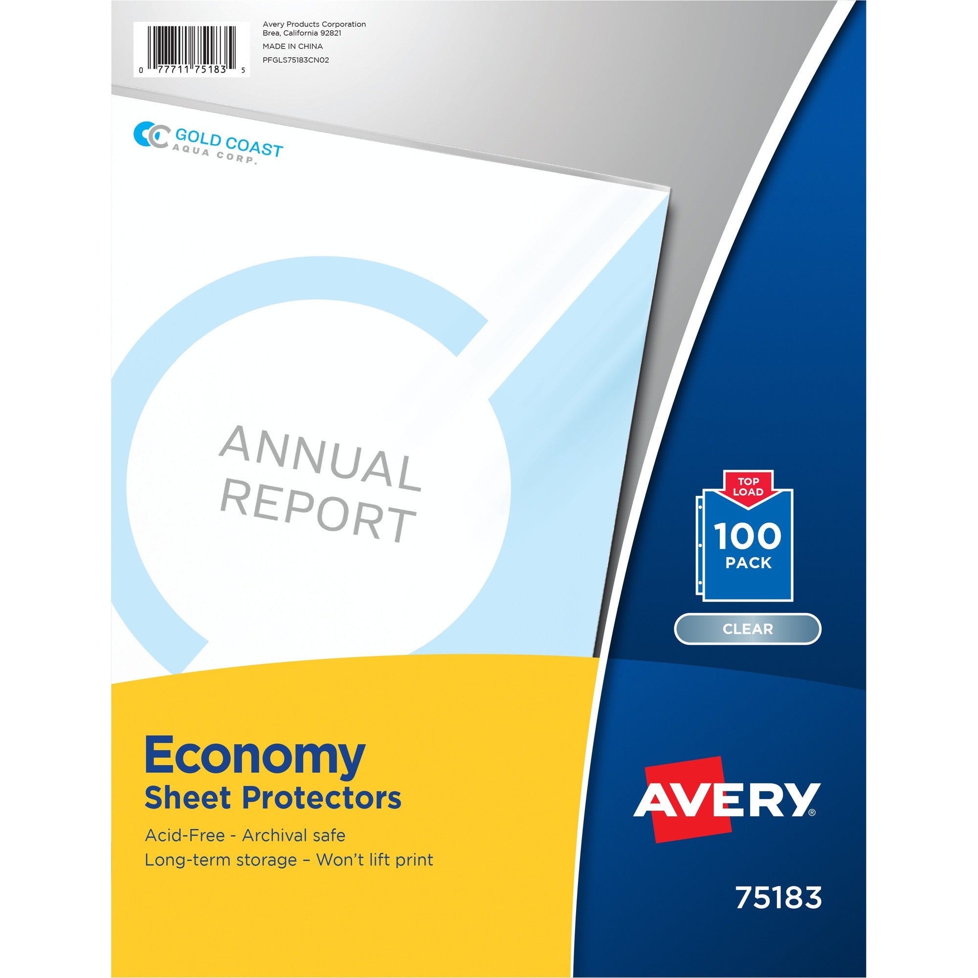 Avery® Economy Clear Sheet Protectors - Letter Size - Top Loading - 100/Pack