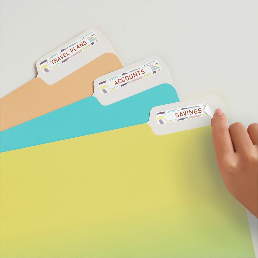 Avery®  Removable File Folder Labels - 21/32" Width x 3 7/16" Length - Removable Adhesive - Rectangle - Laser, Inkjet - White - Paper - 7 / Sheet - 648 Total Sheets - 4536 Total Label(s) - 252/Pack - 18 / Carton