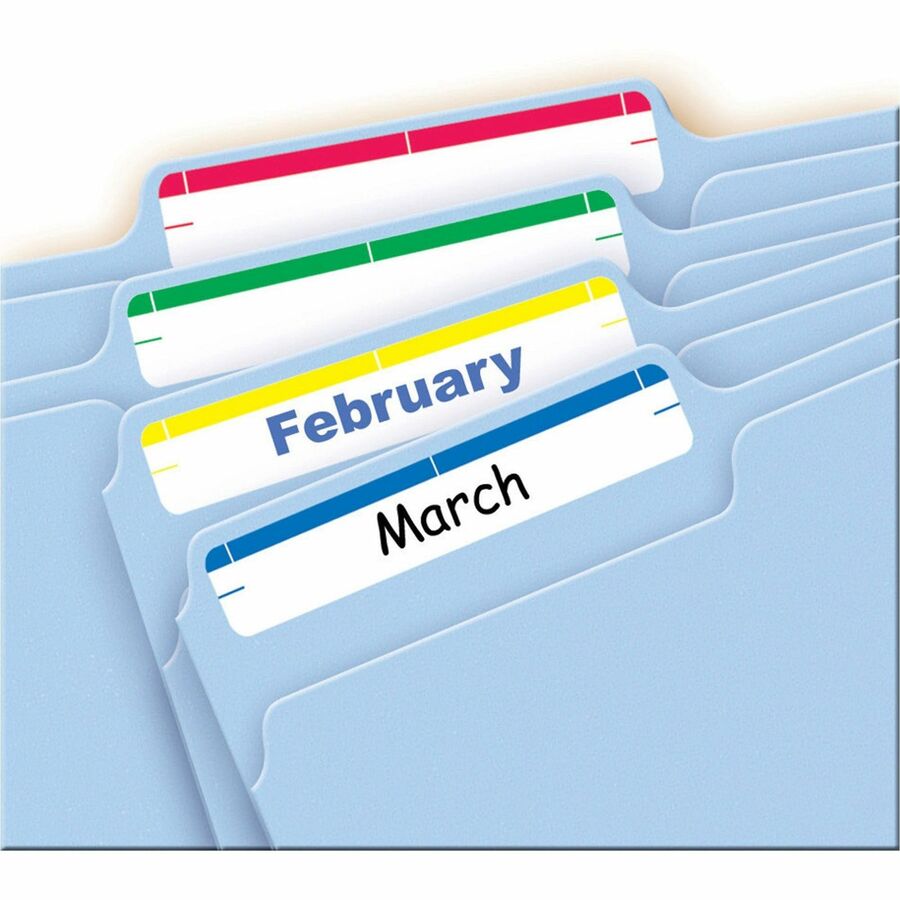 Avery®  Removable File Folder Labels - 2/3" Width x 3 7/16" Length - Removable Adhesive - Rectangle - Laser, Inkjet - Assorted, Dark Blue, Dark Red, Green, Yellow - Paper - 7 / Sheet - 648 Total Sheets - 4536 Total Label(s) - 252/Pack - 18 / Carton