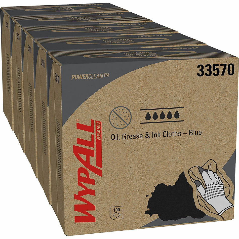 Wypall Oil, Grease & Ink Cloths - Ready-To-Use - 16.80" Length x 8.80" Width - Anti-fog, Lightweight, Slip Resistant, Scratch Resistant - White - 100/Pack - 5 / Carton