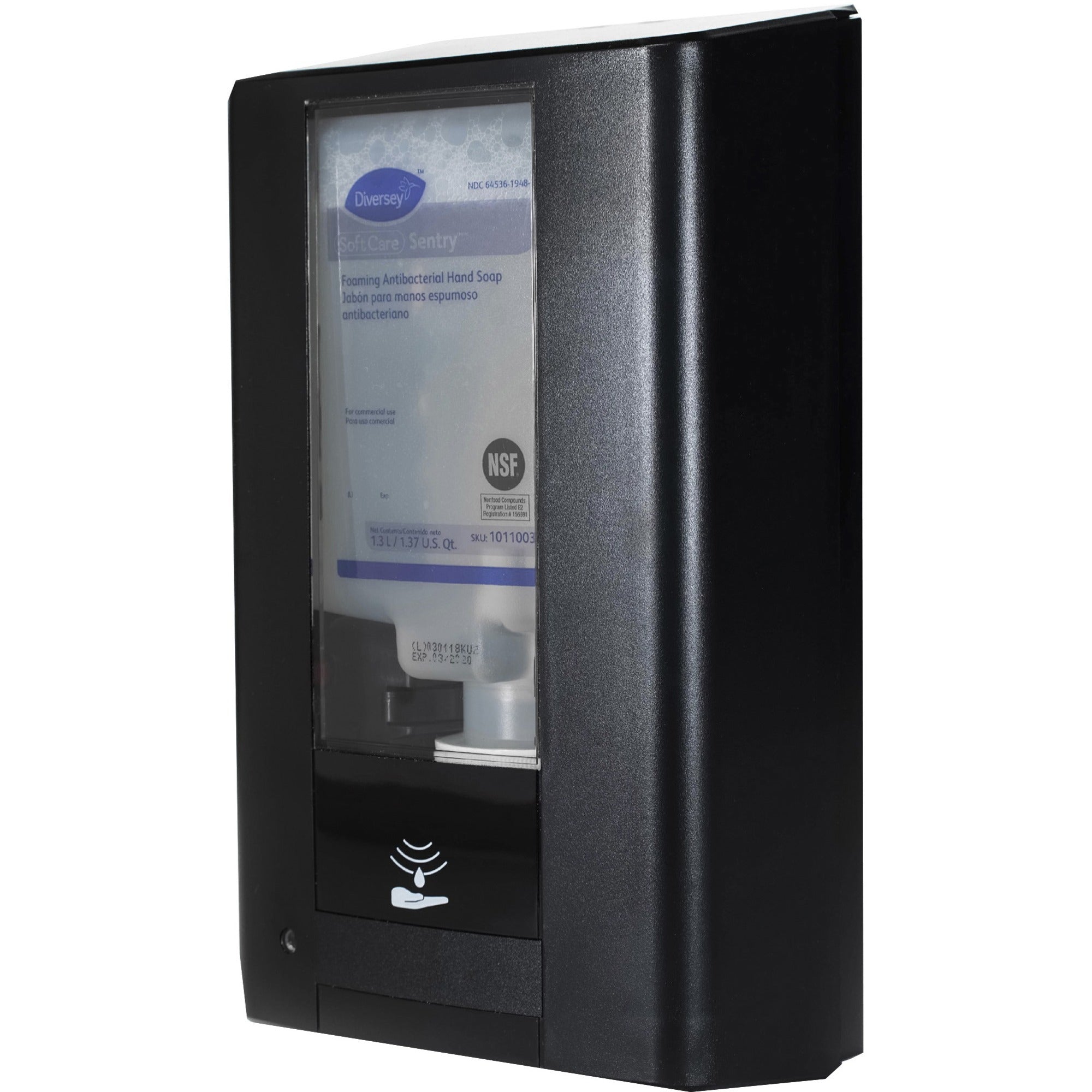 Diversey IntelliCare Hybrid Dispenser - Automatic/Manual - 1.37 quart Capacity - Durable, Lockable, Site Window, Tamper Resistant, Scratch Resistant, UV Resistant, Refillable - Black - 1 Each