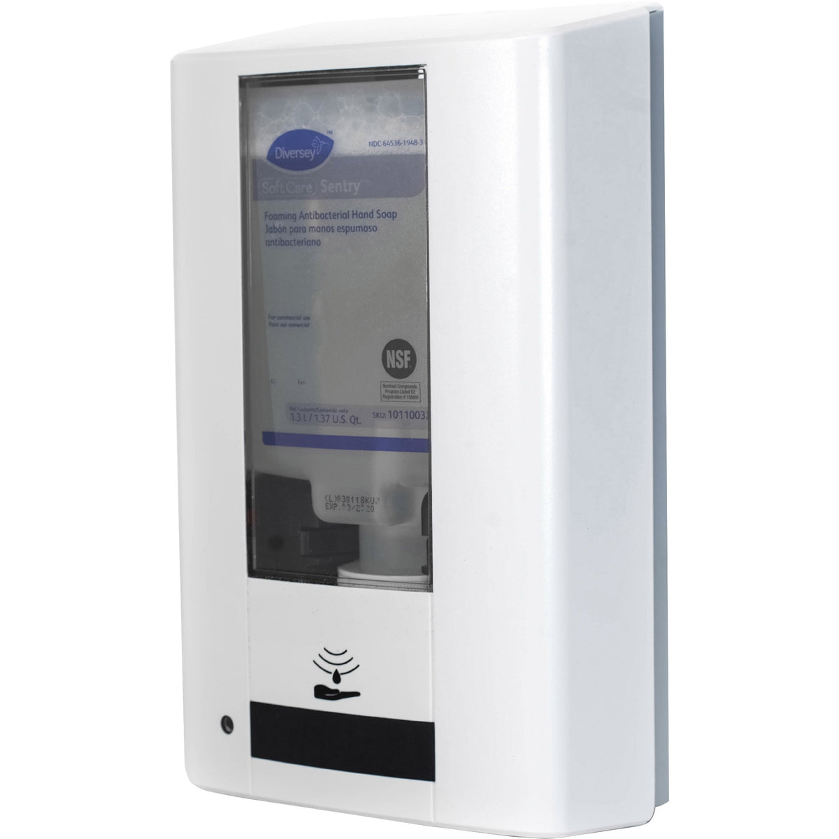 Diversey IntelliCare Hybrid Dispenser - Manual - 1.37 quart Capacity - Durable, Lockable, Site Window, Tamper Resistant, Scratch Resistant, UV Resistant - White - 1 Each
