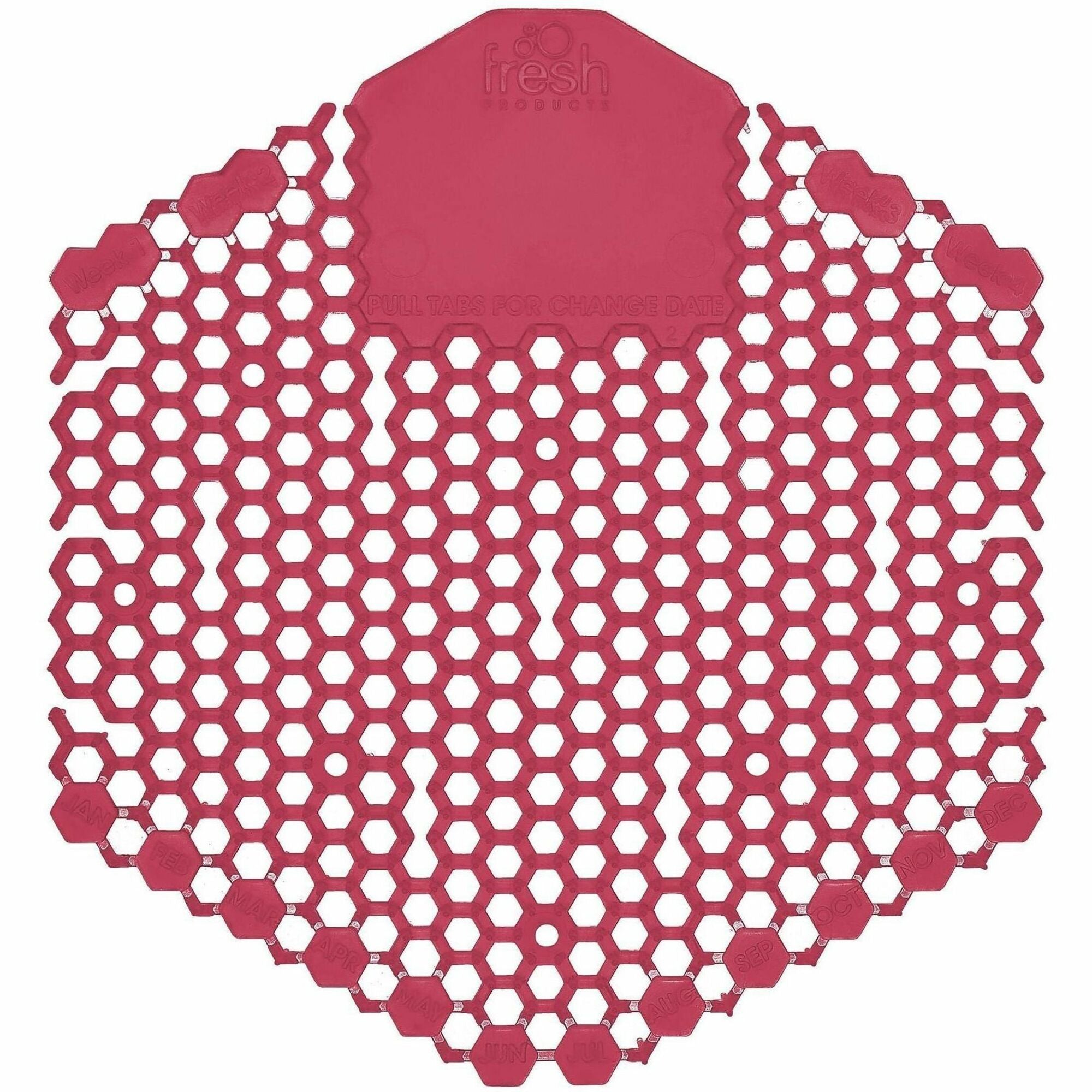 Fresh Products Wave 3D Urinal Screen - Lasts upto 30 Days - Splash Reducer, Odor Control - 10 / Pack - Red