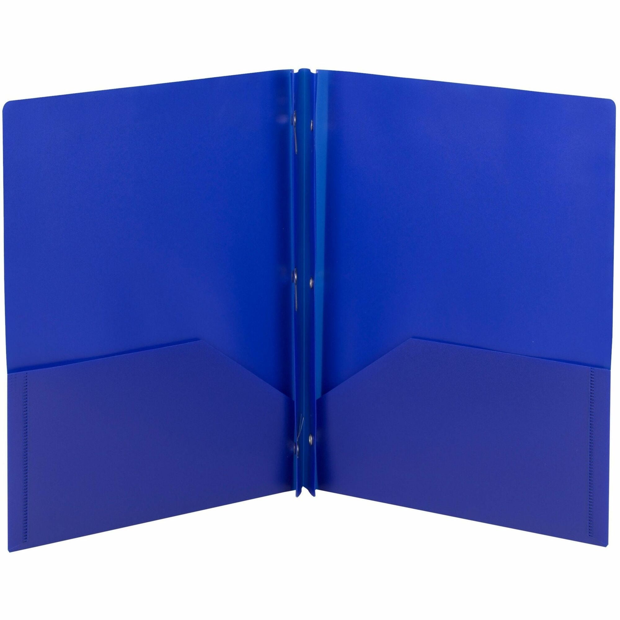 Smead Letter Fastener Folder - 8 1/2" x 11" - 180 Sheets Capacity - 2 x Double Tang Fastener(s) - 2 Internal Pocket(s) - Blue - 3/Pack - 3 / Carton