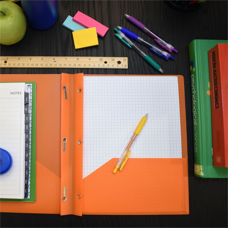 Smead Letter Fastener Folder - 8 1/2" x 11" - 180 Sheets Capacity - 2 x Double Tang Fastener(s) - 2 Internal Pocket(s) - Orange - 3/Pack - 3 / Carton