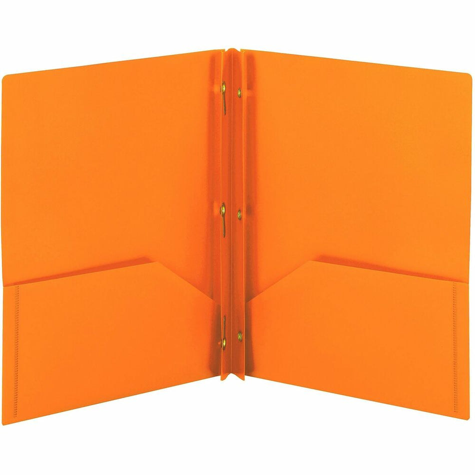 Smead Letter Fastener Folder - 8 1/2" x 11" - 180 Sheets Capacity - 2 x Double Tang Fastener(s) - 2 Internal Pocket(s) - Orange - 3/Pack - 3 / Carton