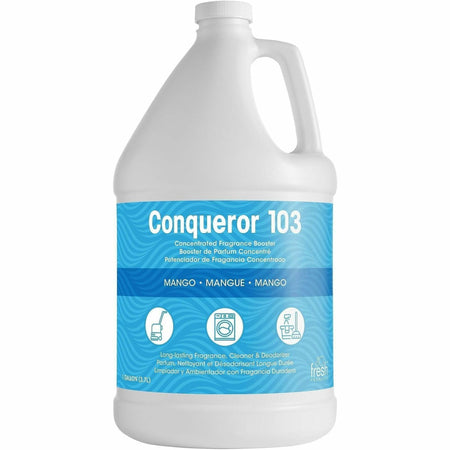 Fresh Products Conqueror 103 Deodorizer - For Multipurpose - Concentrate - 128 fl oz (4 quart) - Mango Scent - Dilutable, Deodorize, Versatile, Water Based, Water Soluble, Non-flammable, Caustic-free - Clear - 1 Each