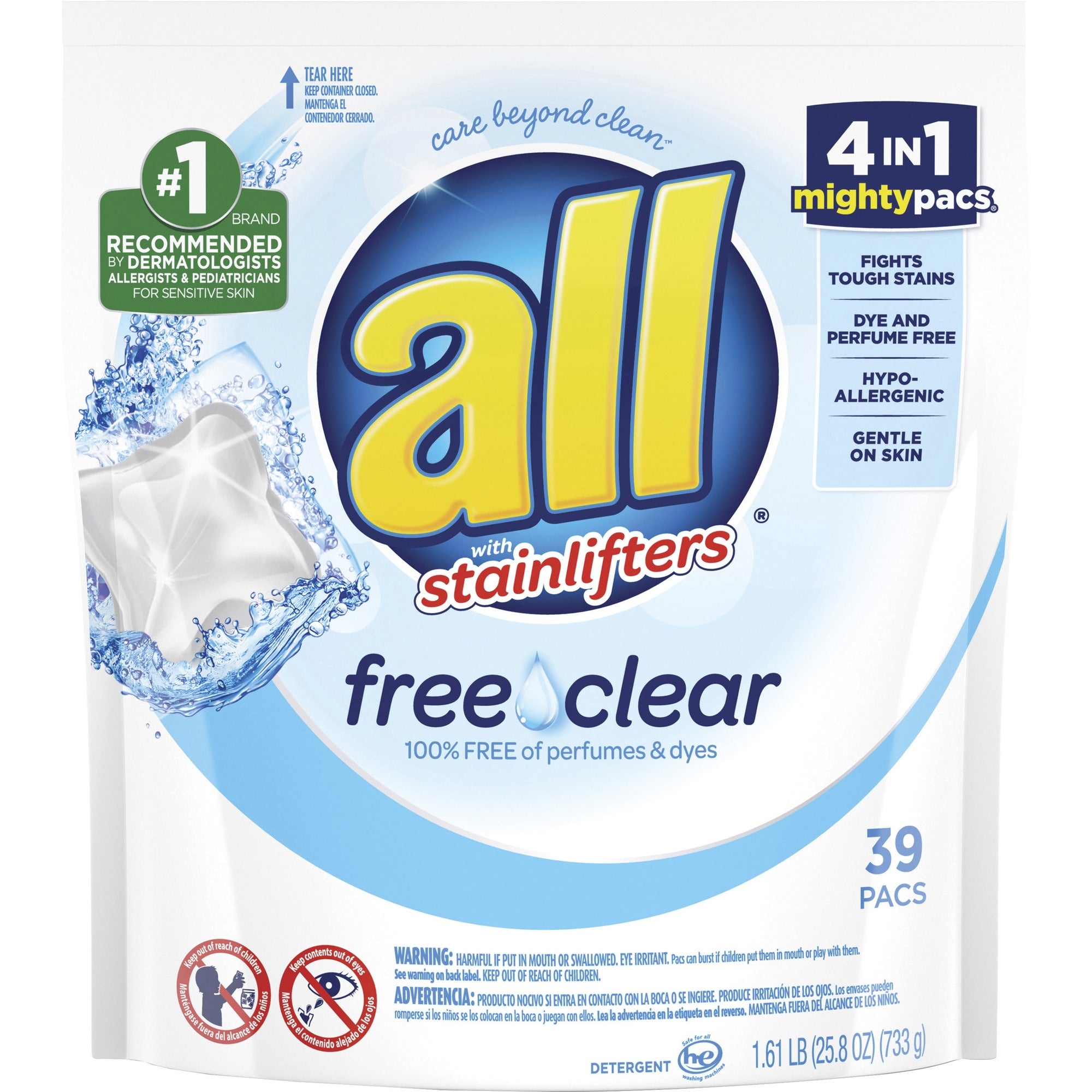 Dial All Free Clear Mightypacs Laundry Pods - No-mess, Easy to Use - Clear - 39 / Pack