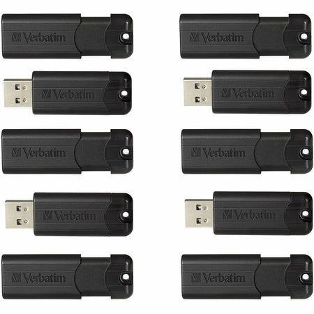 Microban 32GB PinStripe USB 3.2 Flash Drive Business Pack - 32 GB - USB 3.2 (Gen 1) Type A - Black - Lifetime Warranty - 10 / Pack
