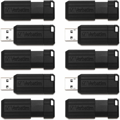 Microban 64GB PinStripe USB Flash Drive - Business 10pk - Black - Memory & Drives