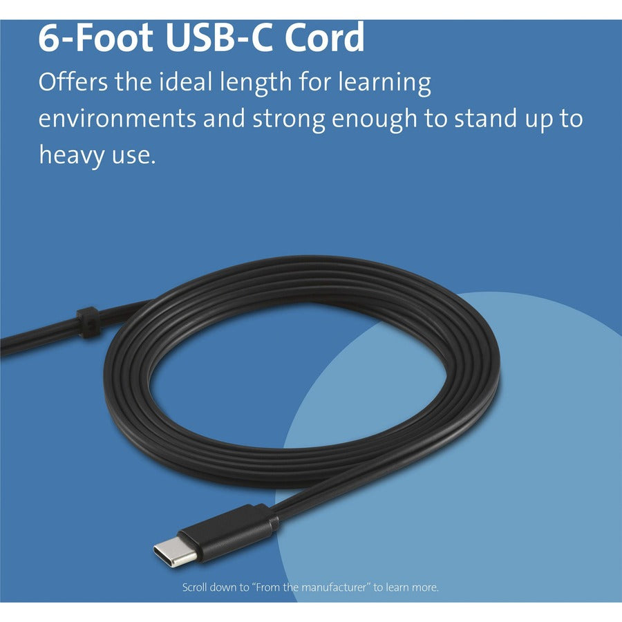 Kensington USB-C Hi-Fi Headphones - Stereo - USB Type C - Wired - Over-the-head - Binaural - Ear-cup - 6 ft Cable - Black - 1 Each