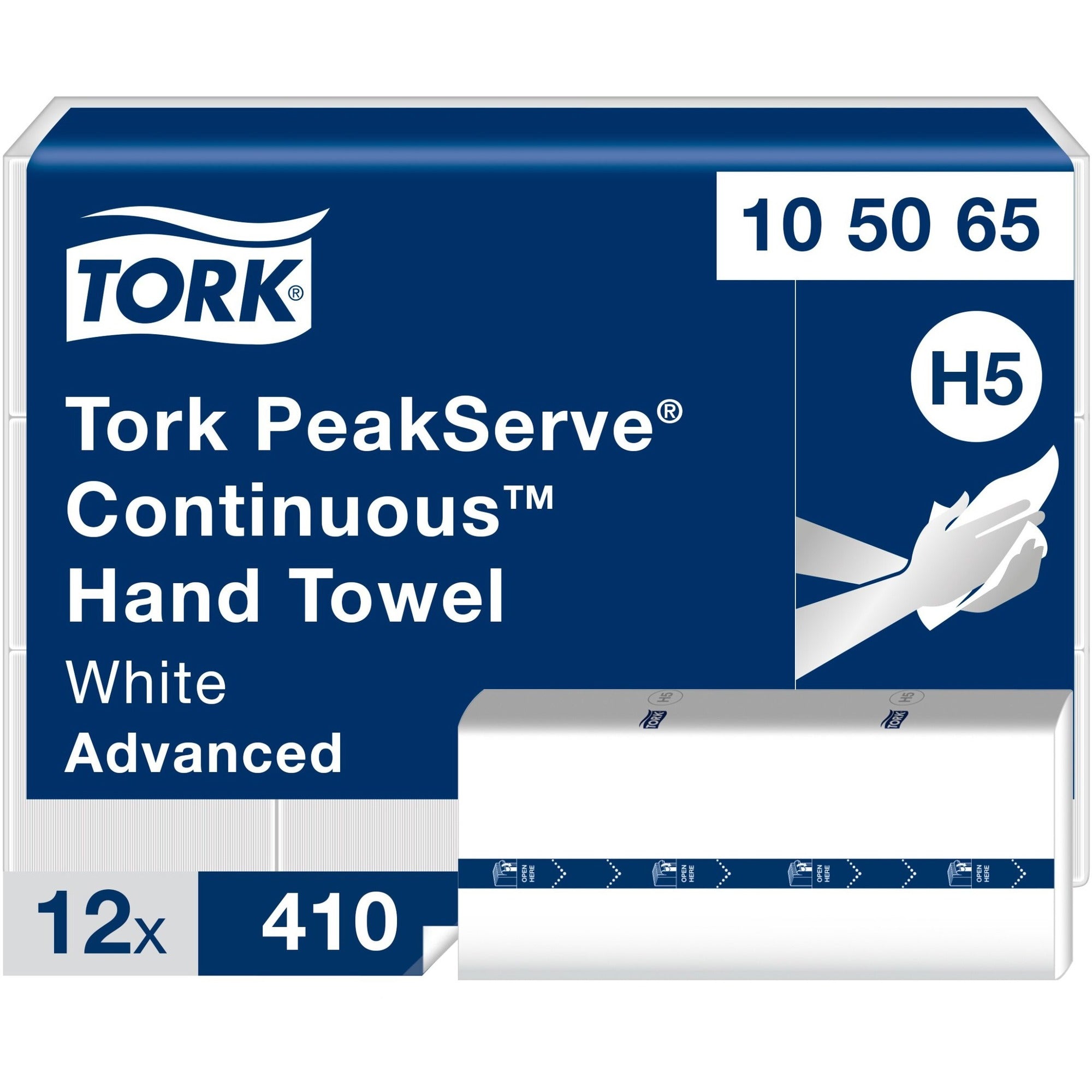 TORK PeakServe Continuous Paper Hand Towels - 7.91" Width x 8.85" Length - White - Paper - 410/Pack - 12 / Carton