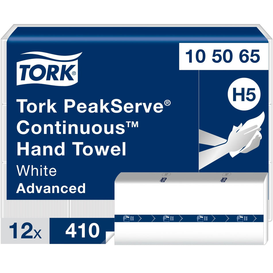 TORK PeakServe Continuous Paper Hand Towels - 7.91" Width x 8.85" Length - White - Paper - 410/Pack - 12 / Carton