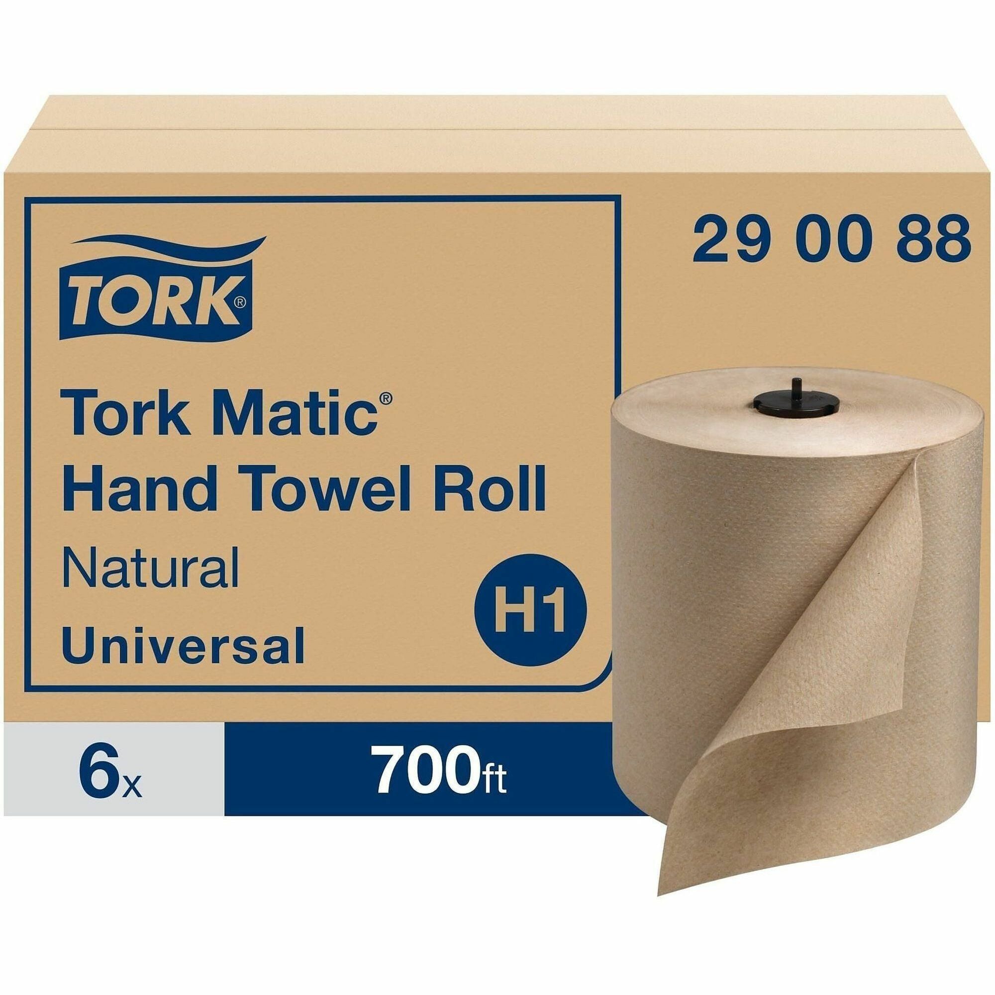 TORK Tork Matic Hand Towel Roll Natural H1 - 1 Ply - 7.68" Width x 700 ft Length - 884 Sheets/Roll - Nature - Paper - 6 / Carton
