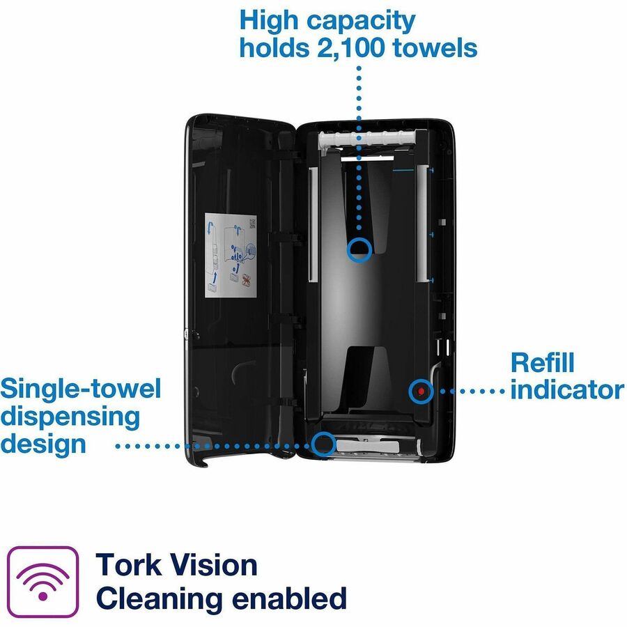 TORK PeakServe Continuous Paper Hand Towel Dispenser Black H5 - Alternate-Image13