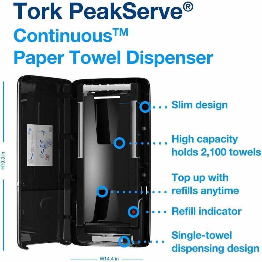 TORK PeakServe Continuous Paper Hand Towel Dispenser Black H5 - Alternate-Image10