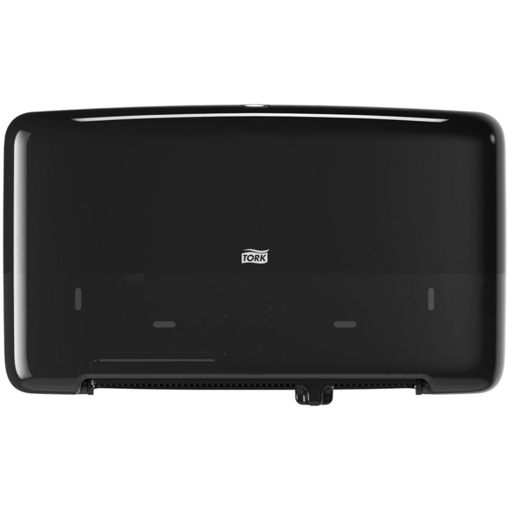 TORK Tork Twin Mini Jumbo Toilet Paper Roll Dispenser Black T2 - Roll Dispenser - 2 x Roll - 10.1" Height x 17" Width x 5.7" Depth - Plastic - Black - See Through Window - 1 / Carton