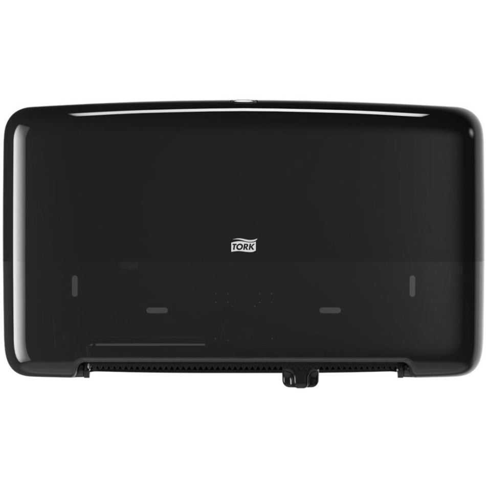 TORK Tork Twin Mini Jumbo Toilet Paper Roll Dispenser Black T2 - Roll Dispenser - 2 x Roll - 10.1" Height x 17" Width x 5.7" Depth - Plastic - Black - See Through Window - 1 / Carton