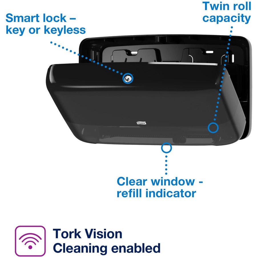 TORK Tork Twin Mini Jumbo Toilet Paper Roll Dispenser Black T2 - Alternate-Image8