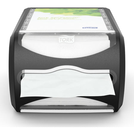 TORK Xpressnap Counter Napkin Dispenser Black N4 - 5.7" Height x 7.5" Width x 12.1" Depth - Plastic - Licorice - Hygienic, Durable, Easy to Clean, Window - 1 Each