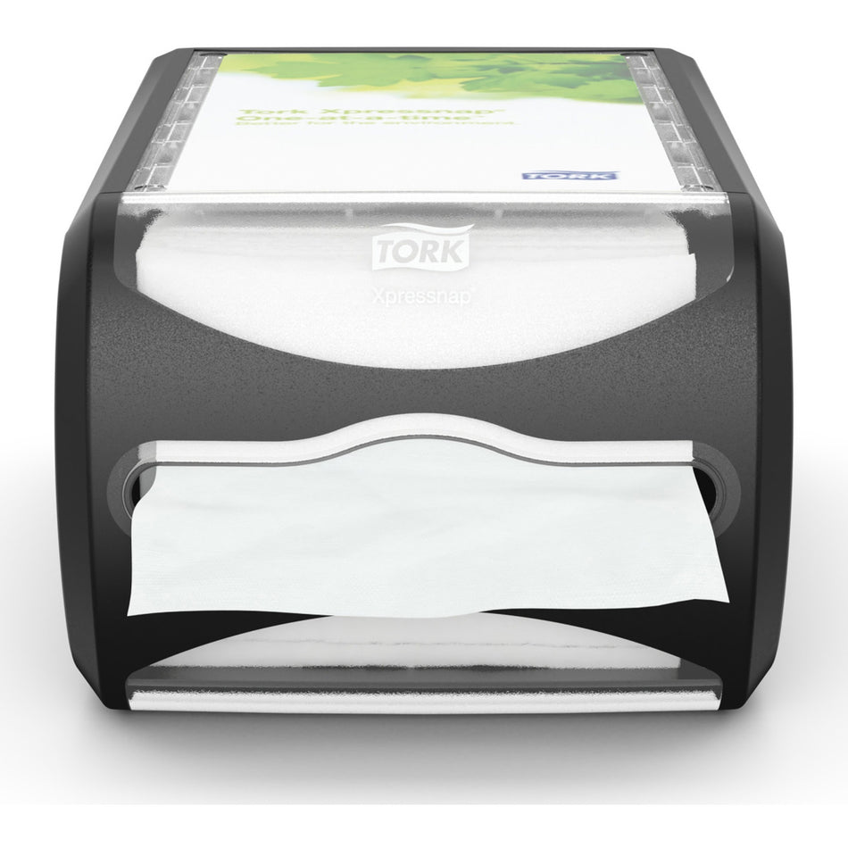 TORK Xpressnap Counter Napkin Dispenser Black N4 - 5.7" Height x 7.5" Width x 12.1" Depth - Plastic - Licorice - Hygienic, Durable, Easy to Clean, Window - 1 Each