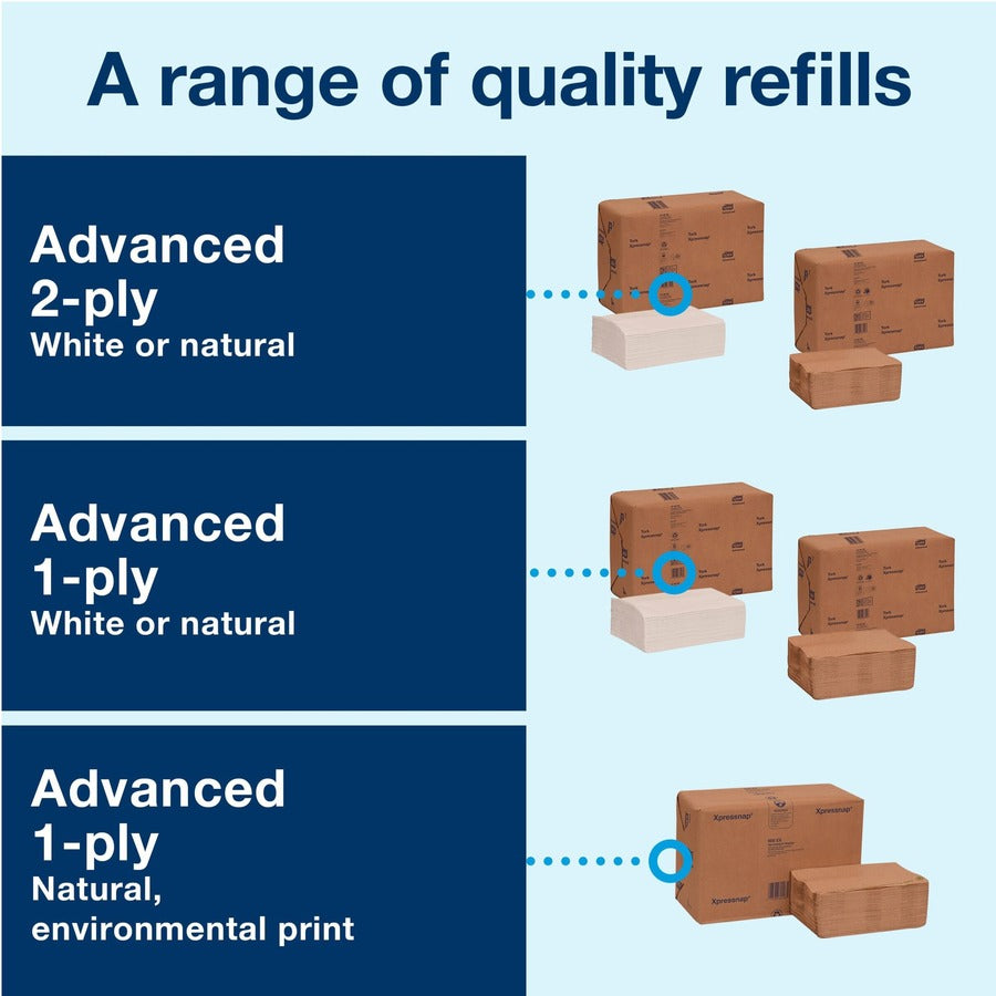 TORK Xpressnap Counter Napkin Dispenser Black N4 - 5.7" Height x 7.5" Width x 12.1" Depth - Plastic - Licorice - Hygienic, Durable, Easy to Clean, Window - 1 Each