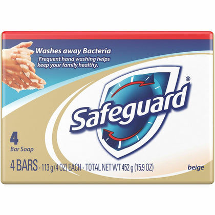 Safeguard Deodorant Bar Soap: Bath & Skin Care - 4 oz Clear - 4/Pack - Hand Soaps/Cleaners