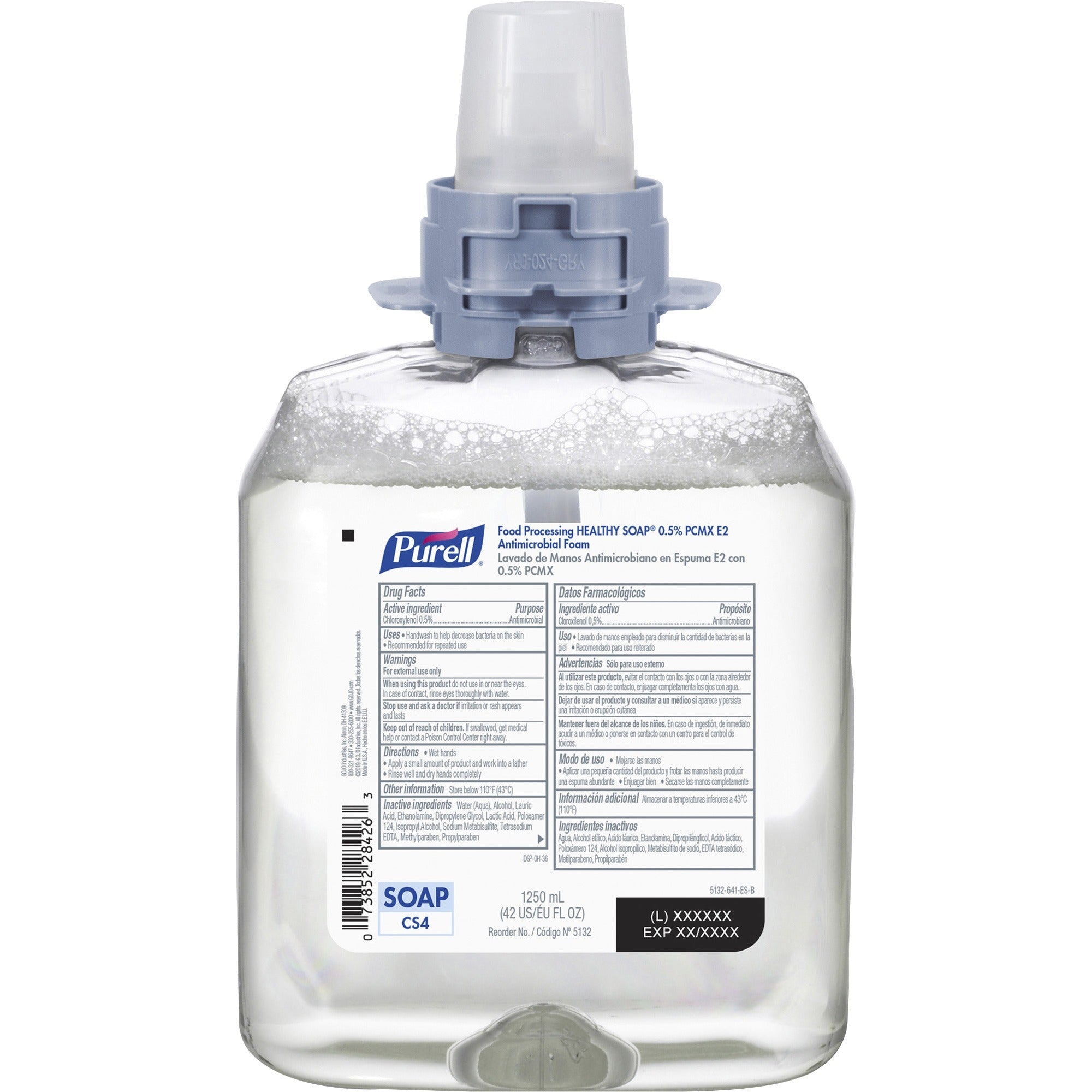 PURELL® CS4 Food Processing HEALTHY SOAP® 0.5% PCMX E2 Antimicrobial Foam Refill - Light Floral Scent - 1.32 quart - Oil Remover, Soil Remover, Kill Germs - Hand, Food Processing Industry - Antibacterial - Dye-free, Fragrance-free - 4 / Carton