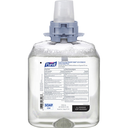 PURELL® CS4 Food Processing HEALTHY SOAP® 0.5% PCMX E2 Antimicrobial Foam Refill - Light Floral Scent - 1.32 quart - Oil Remover, Soil Remover, Kill Germs - Hand, Food Processing Industry - Antibacterial - Dye-free, Fragrance-free - 4 / Carton