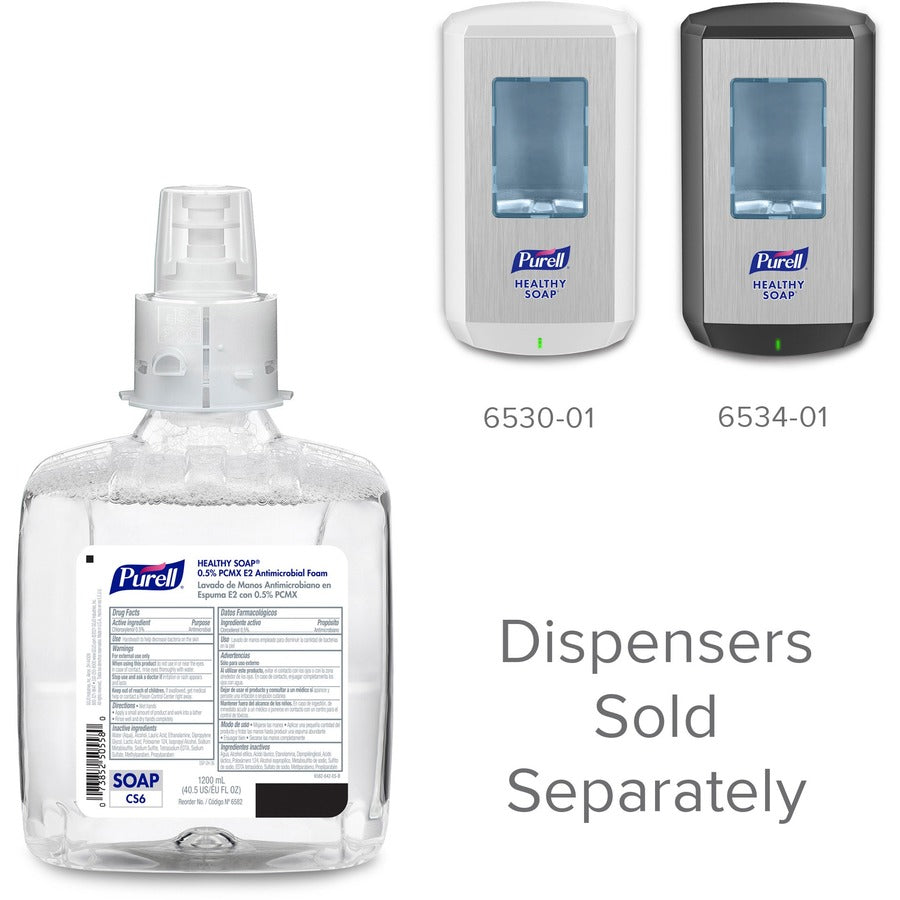 PURELL® CS6 PCMX Antimicrobial E2 Hand Foam - Light Floral Scent - 1.27 quart - Kill Germs, Bacteria Remover, Soil Remover, Oil Remover - Food Processing Industry, Hand - Dye-free, Fragrance-free, Hygienic - 2 / Carton