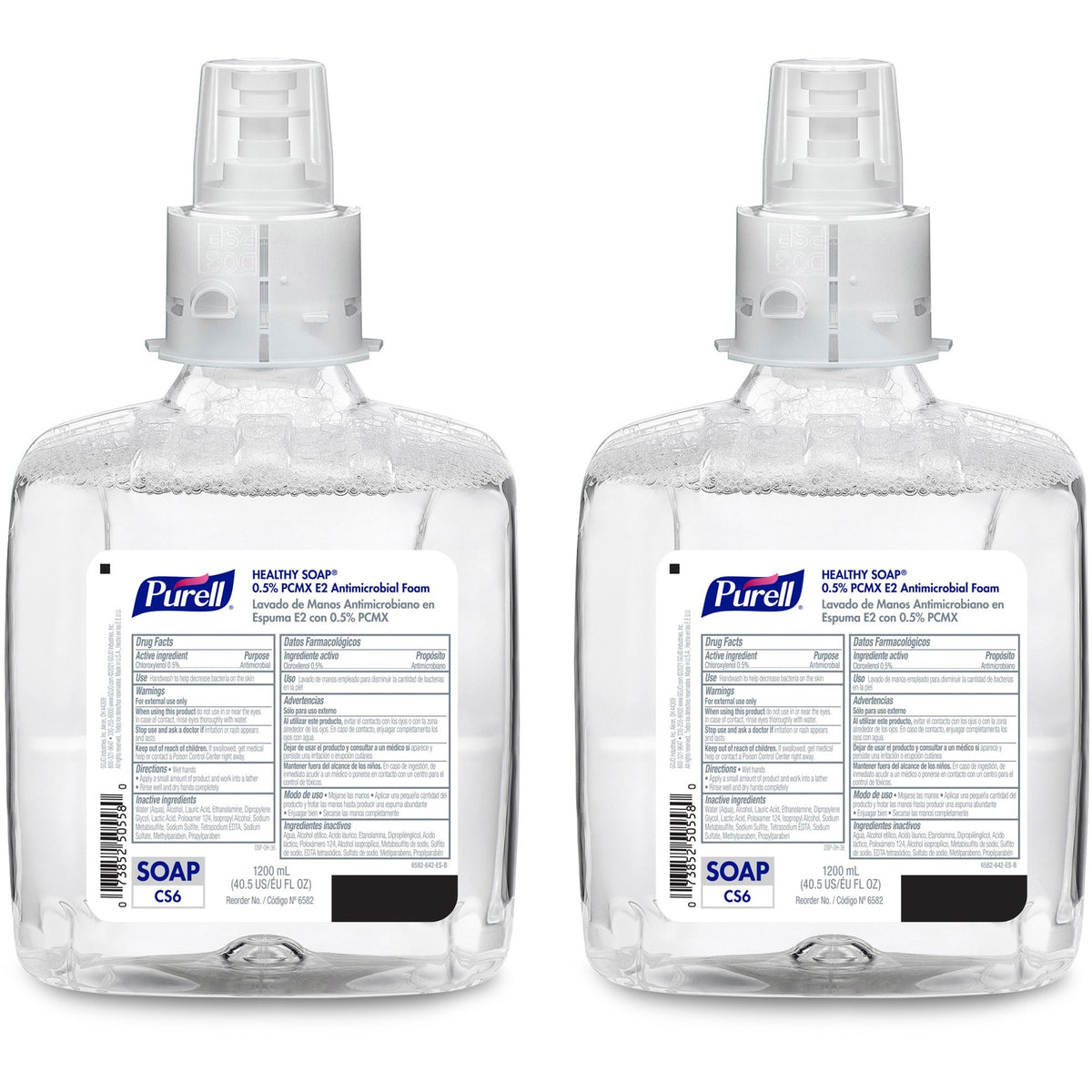 PURELL® CS6 PCMX Antimicrobial E2 Hand Foam - Light Floral Scent - 1.27 quart - Kill Germs, Bacteria Remover, Soil Remover, Oil Remover - Food Processing Industry, Hand - Dye-free, Fragrance-free, Hygienic - 2 / Carton