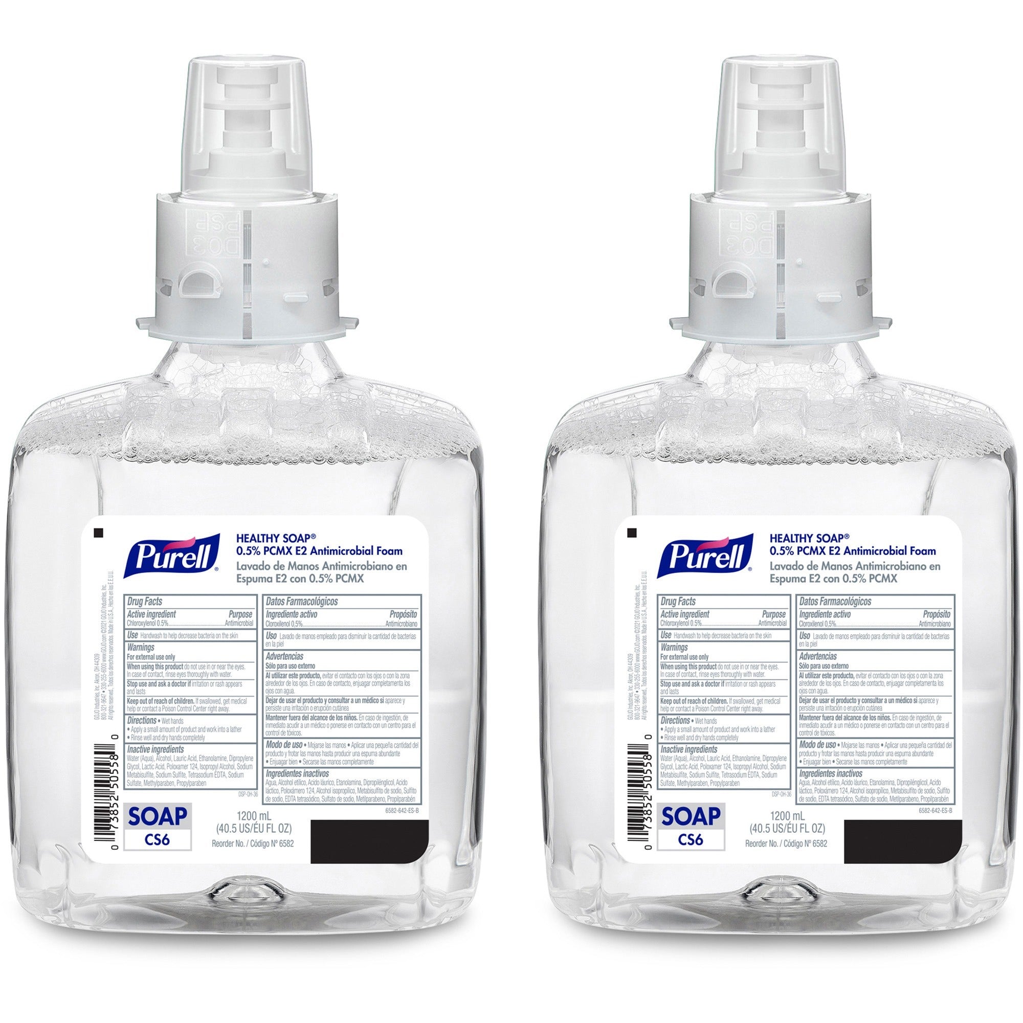 PURELL® CS6 PCMX Antimicrobial E2 Hand Foam - Light Floral Scent - 1.27 quart - Kill Germs, Bacteria Remover, Soil Remover, Oil Remover - Food Processing Industry, Hand - Dye-free, Fragrance-free, Hygienic - 2 / Carton