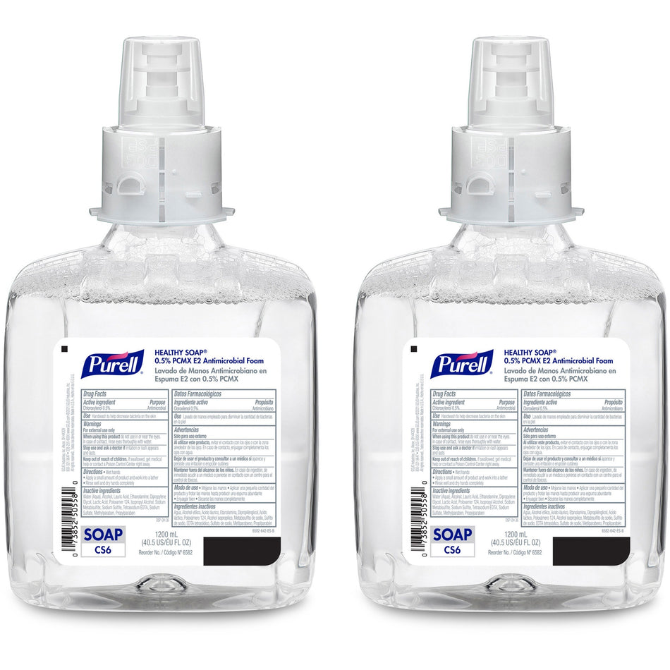 PURELL® CS6 PCMX Antimicrobial E2 Hand Foam - Light Floral Scent - 1.27 quart - Kill Germs, Bacteria Remover, Soil Remover, Oil Remover - Food Processing Industry, Hand - Dye-free, Fragrance-free, Hygienic - 2 / Carton