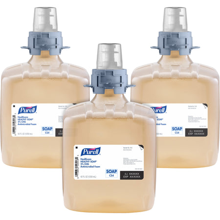 PURELL® CS4 Healthcare Foam Handwash 2% CHG Antimicrobial Foam Refill - 1.32 quart - Kill Germs, Bacteria Remover - Hand, Hospital, Healthcare, Skin - Moisturizing - Non-irritating, Dye-free, Fragrance-free, Rich Lather - 3 / Carton