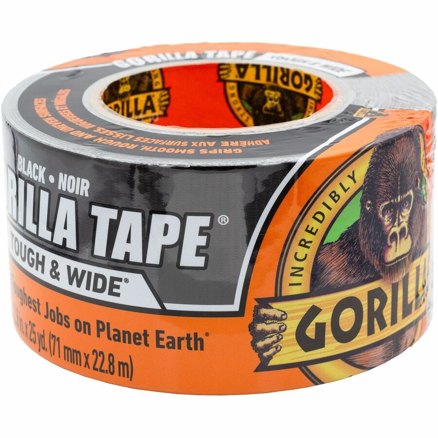 Gorilla Tough & Wide Tape - 25 yd Length x 2.88" Width - Black - 1 Roll