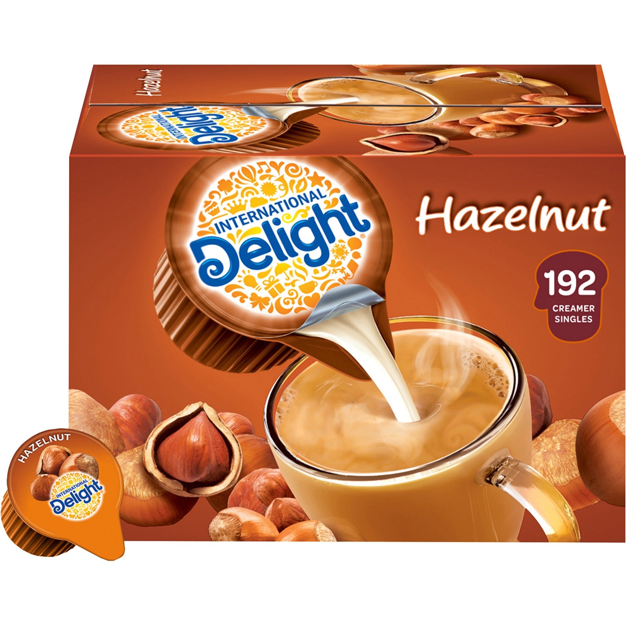 International Delight Hazelnut Liquid Creamer Singles - Hazelnut Flavor - 0.50 fl oz (15 mL) - 192 / Carton