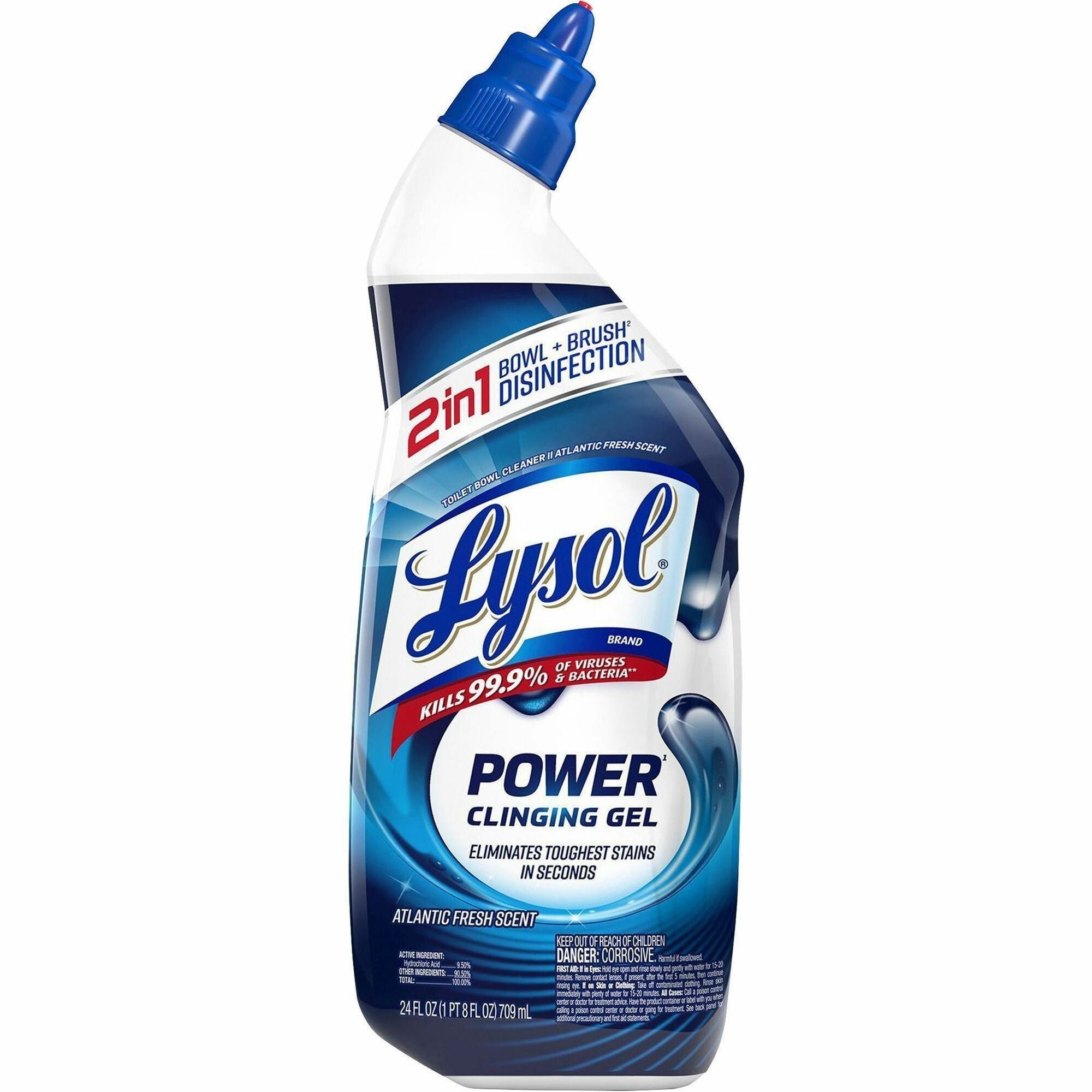 Lysol Toilet Bowl Cleaner - 24 fl oz (0.8 quart) - Atlantic Fresh Scent - Disinfectant - Blue Bottle - 1 Each