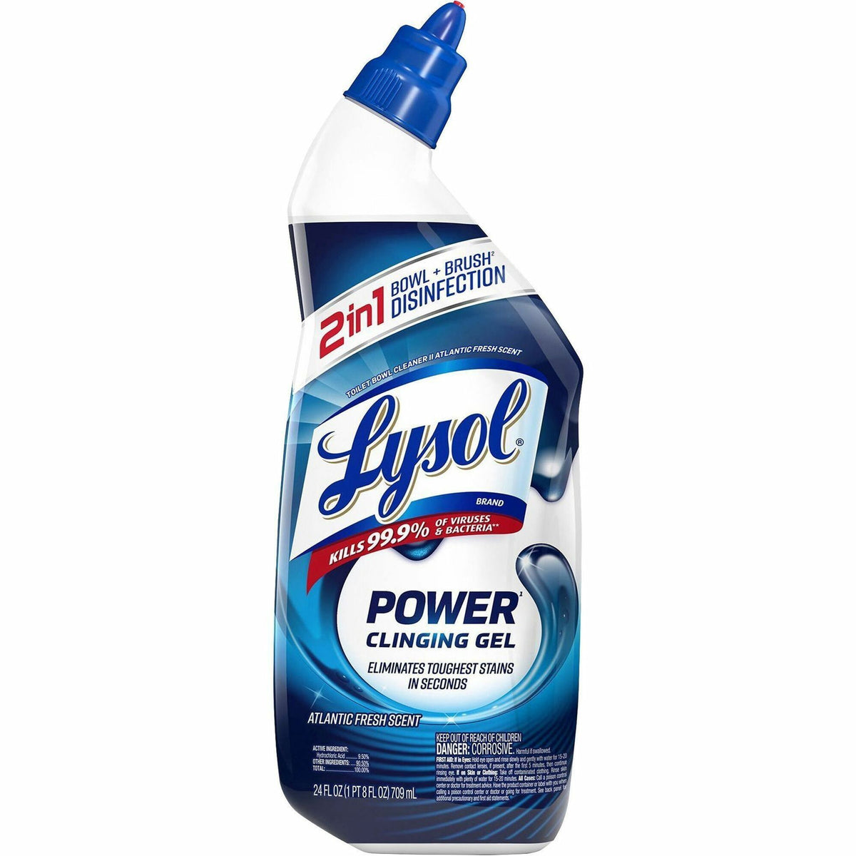 Lysol Toilet Bowl Cleaner - 24 fl oz (0.8 quart) - Atlantic Fresh Scent - Disinfectant - Blue Bottle - 1 Each