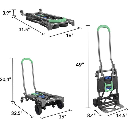 Cosco Shifter Hand Truck & Cart: 300 lb Capacity Steel 4 Casters - Trucks Dollies