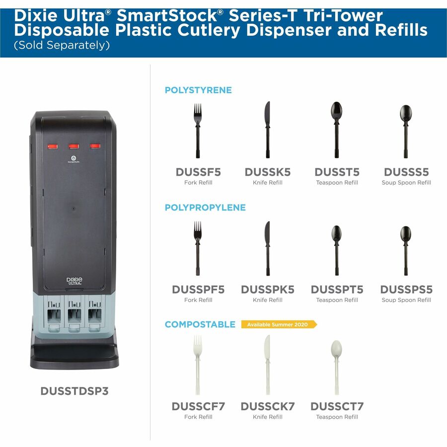 GP Pro Dixie Ultra SmartStock Series-T Knife Refill - Knife - Breakroom - Black - 960 / Carton
