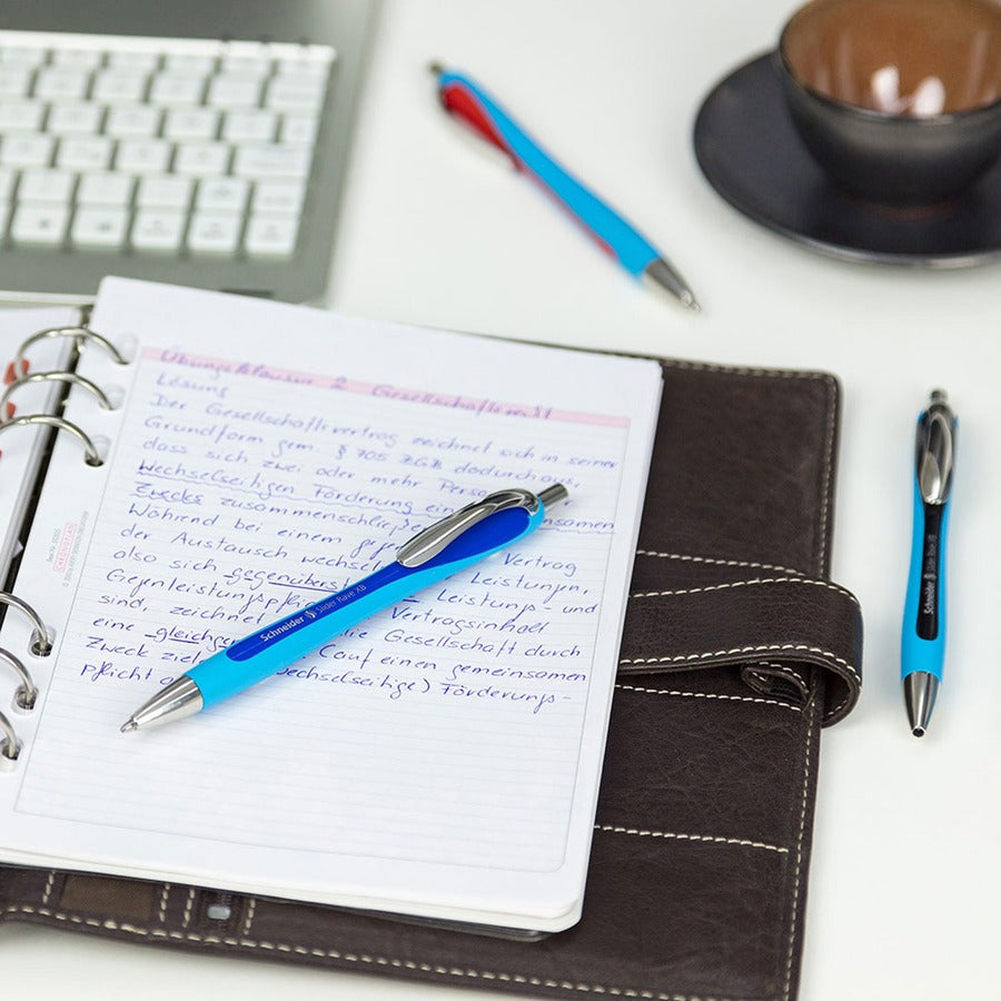 Schneider Slider Rave XB Ballpoint Pen - 1.4 mm Extra Broad Pen Point - Retractable - Blue Ink - Blue Rubberized, Light Blue Barrel - Stainless Steel Tip - 5 / Pack