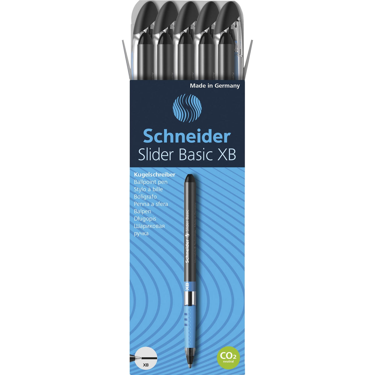 Schneider Slider Basic XB Ballpoint Pen - 1.4 mm Extra Broad Pen Point - Black Ink - Transparent Rubberized, Black, Silver Barrel - Stainless Steel Tip - 10 / Pack