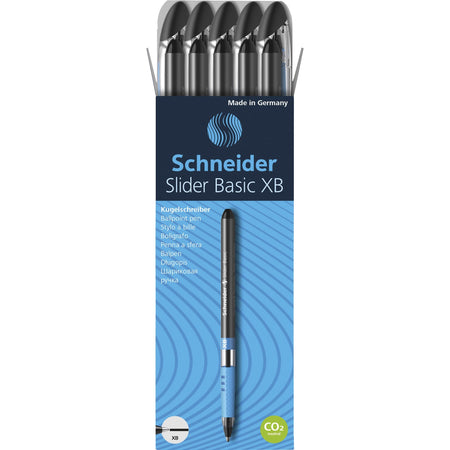 Schneider Slider Basic XB Ballpoint Pen - 1.4 mm Extra Broad Pen Point - Black Ink - Transparent Rubberized, Black, Silver Barrel - Stainless Steel Tip - 10 / Pack