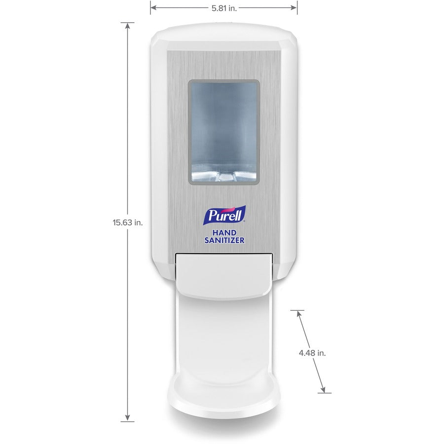 PURELL® CS4 Hand Sanitizer Dispenser - Manual - 1.27 quart Capacity - Wall Mountable, Durable, Refillable, Site Window, Locking Mechanism - White - 1 / Carton