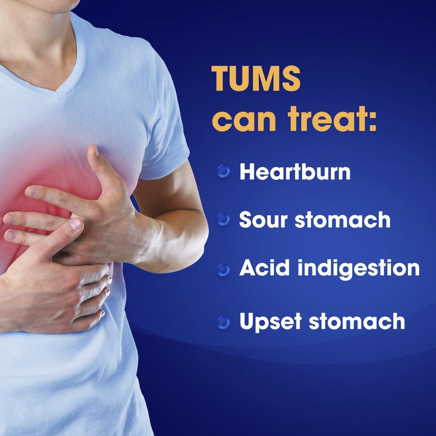 TUMS Smoothies Extra Strength Antacid Chewable Tablet - For Acid Indigestion, Heartburn, Sour Stomach, Upset Stomach - Assorted Fruit - 60/Bottle - 1 Each