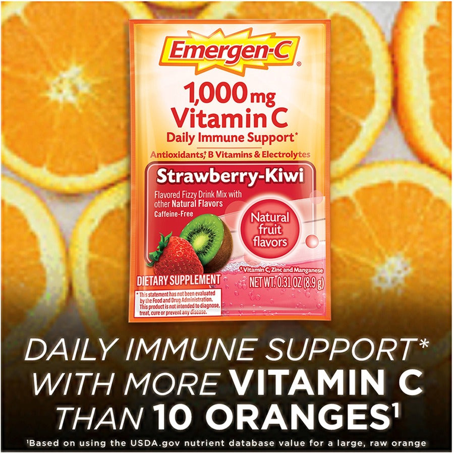 Emergen-C Strawberry-Kiwi Vitamin C Drink Mix - For Immune Support - Strawberry Kiwi - 30/Pack - 1 Each