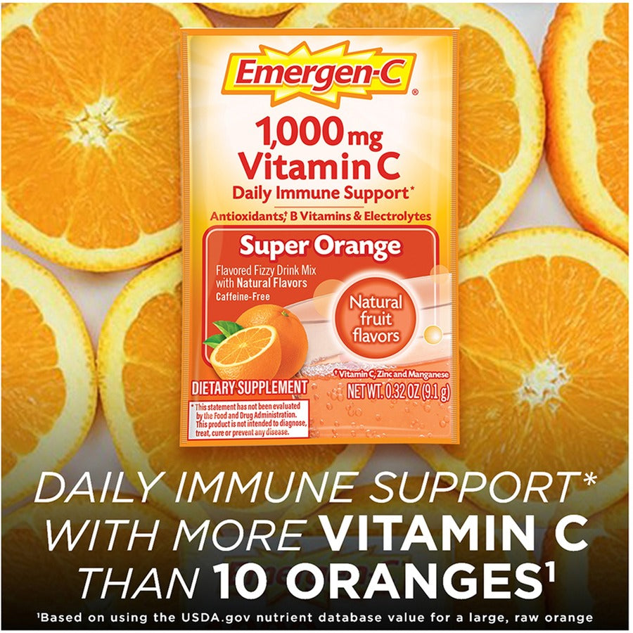 Emergen-C Super Orange Vitamin C Drink Mix - For Immune Support - Super Orange - 30/Box - 1 Each