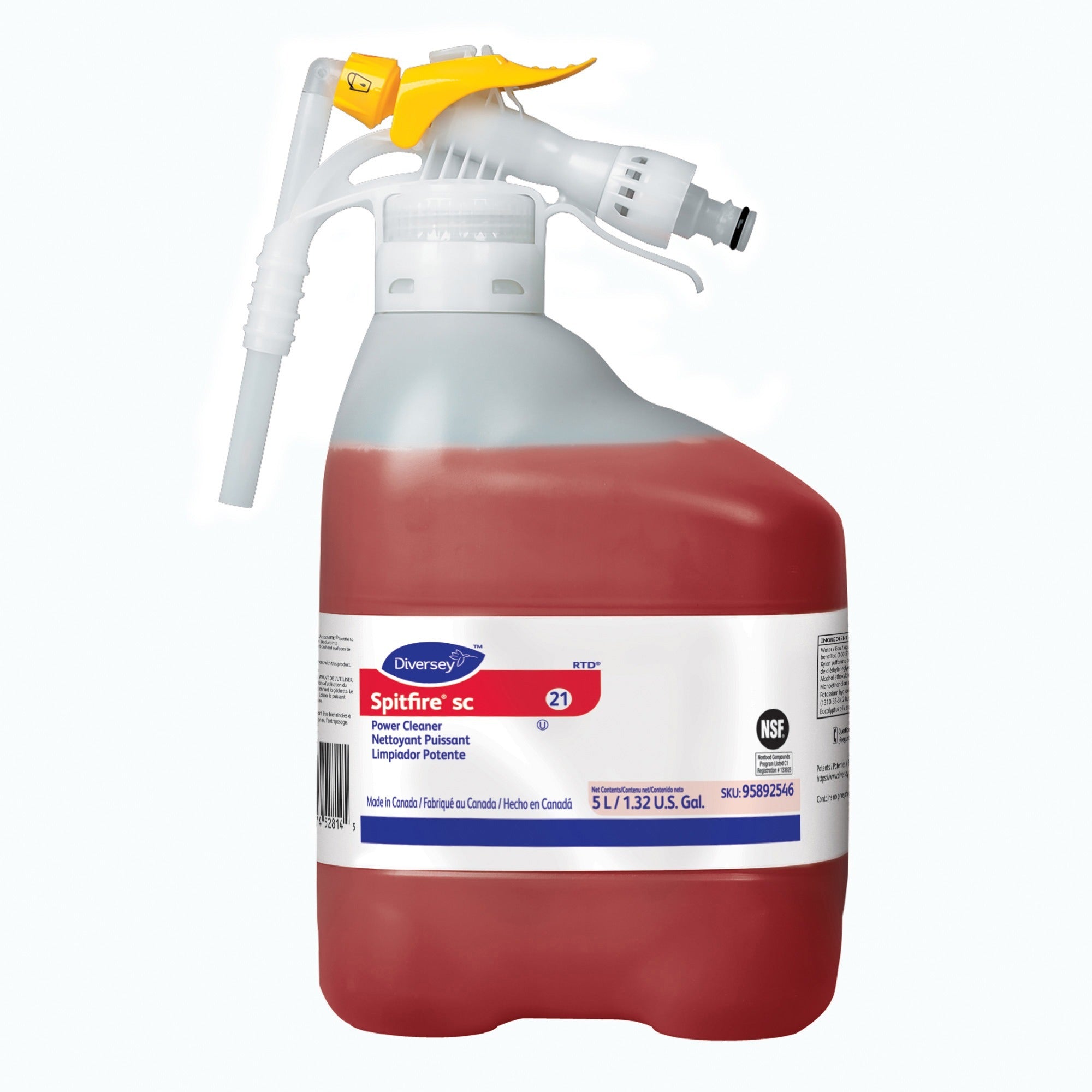 Diversey Spitfire SC Power Cleaner - Ready-To-Use - 169.1 fl oz (5.3 quart) - Fresh Pine Scent - Kosher, Heavy Duty, Rinse-free, Residue-free - Red - 1 / Carton