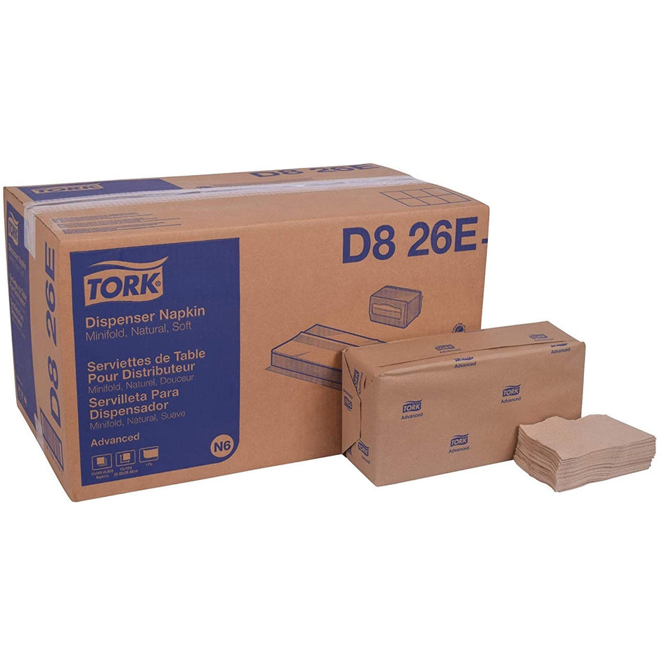 TORK Advanced Soft Minifold Dispenser Napkin - 1 Ply - 13" Width x 12" Length - Natural - Fiber - 500/Pack - 12 / Carton