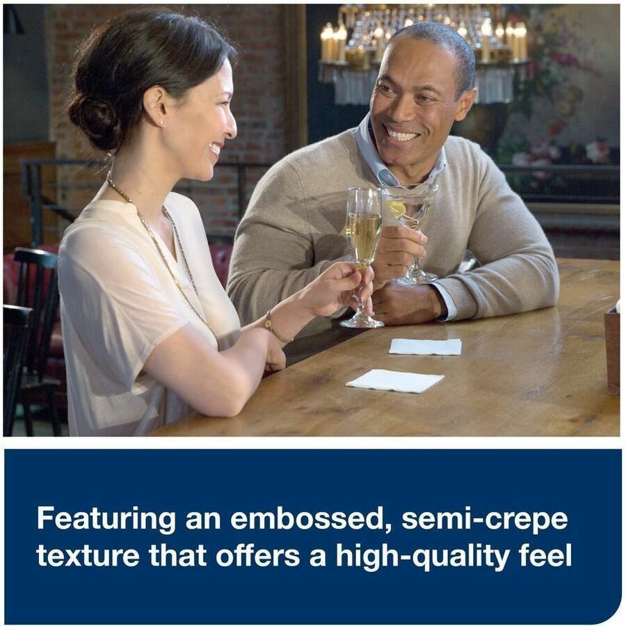 TORK White Beverage Napkin - 1 Ply - 9.38" Width x 9.38" Length - White - Paper, Fiber - 500/Pack - 8 / Carton